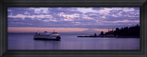 Framed Ferry in the sea, Bainbridge Island, Seattle, Washington State Print