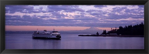 Framed Ferry in the sea, Bainbridge Island, Seattle, Washington State Print