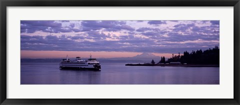 Framed Ferry in the sea, Bainbridge Island, Seattle, Washington State Print