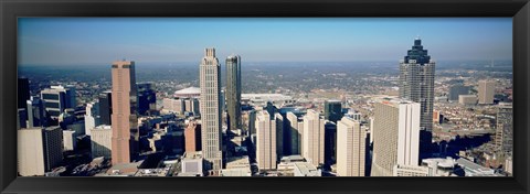 Framed Aerial view of Atlanta skyscrapers, Georgia Print