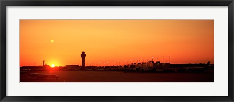 Framed Sunset Over An Airport, O&#39;Hare International Airport, Chicago, Illinois, USA Print