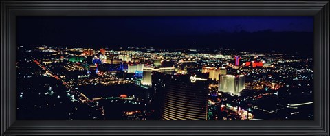 Framed High angle view of a city lit up at night, The Strip, Las Vegas, Nevada, USA Print
