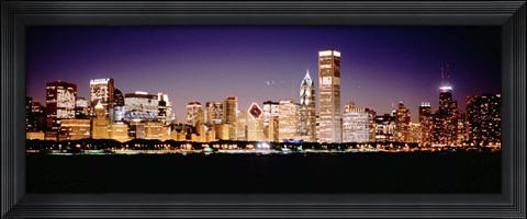 Framed Chicago Lights at Night Print