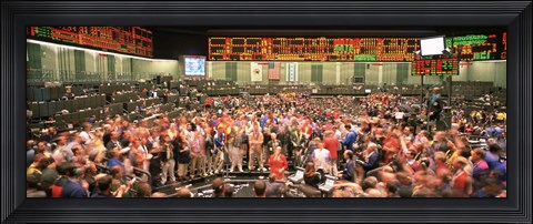 Framed Large group of people on the trading floor, Chicago Board of Trade, Chicago, Illinois, USA Print