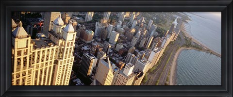Framed High angle view of a highway along a lake, Lake Shore Drive, Chicago, Illinois, USA Print
