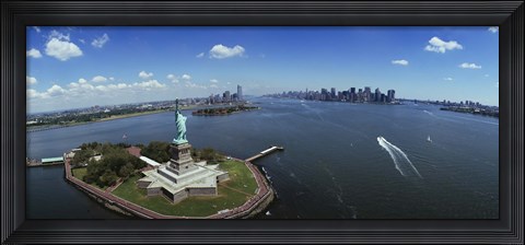 Framed Aerial View of the Statue of Liberty, New York City Print