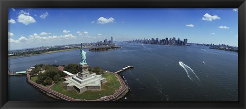 Framed Aerial View of the Statue of Liberty, New York City Print