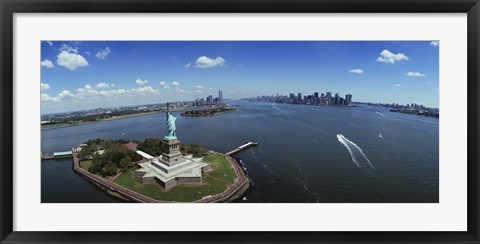 Framed Aerial View of the Statue of Liberty, New York City Print