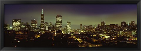 Framed Buildings Lit Up At Night, San Francisco, California, USA Print