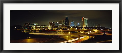 Framed Buildings Lit Up At Night, Kansas City, Missouri, USA Print