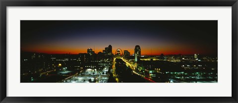 Framed High Angle View Of A City Lit Up At Dawn, St. Louis, Missouri, USA Print