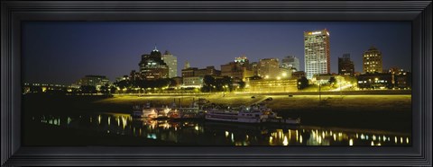 Framed Buildings Lit Up At Dusk, Memphis, Tennessee, USA Print