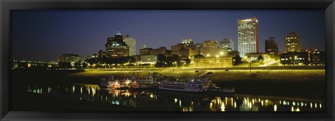 Framed Buildings Lit Up At Dusk, Memphis, Tennessee, USA Print