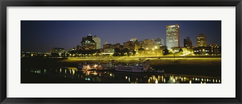 Framed Buildings Lit Up At Dusk, Memphis, Tennessee, USA Print