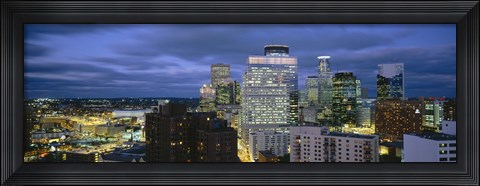 Framed Buildings Lit Up At Dusk, Minneapolis, Minnesota Print