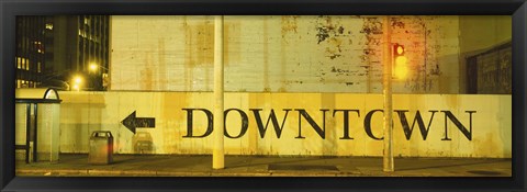 Framed Downtown Sign Printed On A Wall, San Francisco, California Print