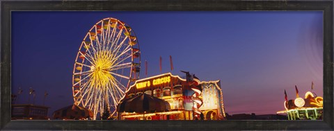 Framed Low Angle View Of A Ferries Wheel Lit Up At Dusk, Erie County Fair And Exposition, Erie County, Hamburg, New York State, USA Print