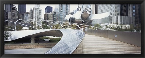 Framed Footbridge in a park, Millennium Park, Chicago, Illinois, USA Print