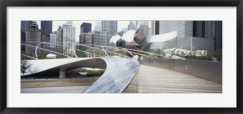 Framed Footbridge in a park, Millennium Park, Chicago, Illinois, USA Print