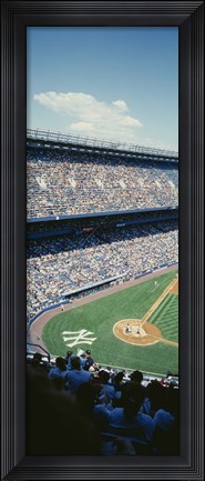 Framed High angle view of spectators watching a baseball match in a stadium, Yankee Stadium, New York City, New York State, USA Print