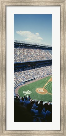 Framed High angle view of spectators watching a baseball match in a stadium, Yankee Stadium, New York City, New York State, USA Print