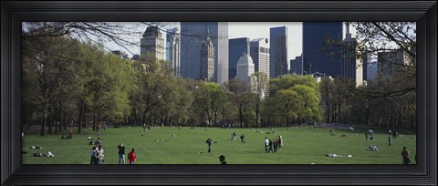 Framed Group of people in a park, Central Park, Manhattan, New York City, New York State, USA Print