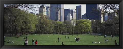 Framed Group of people in a park, Central Park, Manhattan, New York City, New York State, USA Print