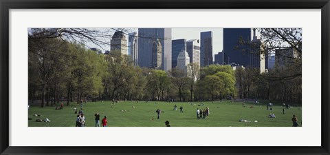 Framed Group of people in a park, Central Park, Manhattan, New York City, New York State, USA Print