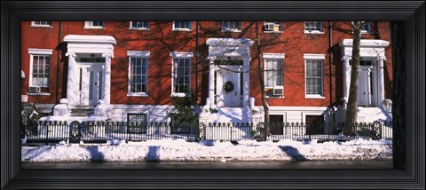 Framed Facade of houses in the 1830&#39;s Federal style of architecture, Washington Square, New York City, New York State, USA Print