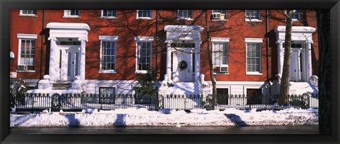 Framed Facade of houses in the 1830&#39;s Federal style of architecture, Washington Square, New York City, New York State, USA Print