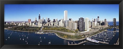 Framed Boats docked at a harbor, Chicago, Illinois, USA Print