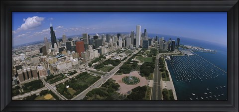 Framed Aerial view of Chicago and the Lake Print