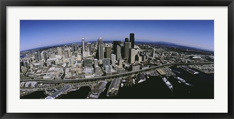 Framed Aerial view of a city, Seattle, Washington State, USA Print