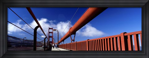 Framed Tourist Walking On A Bridge, Golden Gate Bridge, San Francisco, California, USA Print