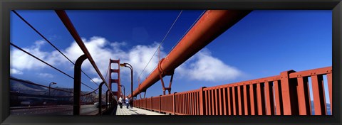 Framed Tourist Walking On A Bridge, Golden Gate Bridge, San Francisco, California, USA Print