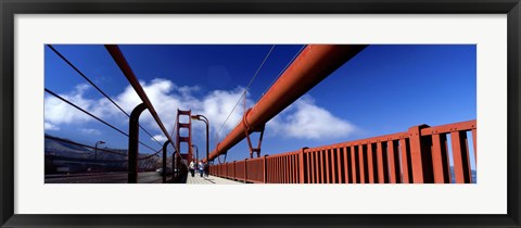 Framed Tourist Walking On A Bridge, Golden Gate Bridge, San Francisco, California, USA Print