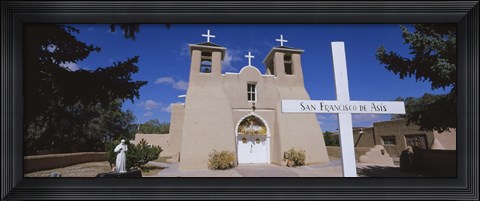Framed Cross in front of a church, San Francisco de Asis Church, Ranchos De Taos, New Mexico, USA Print