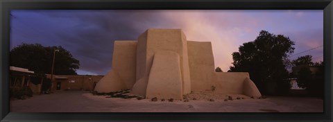 Framed Overcast clouds sky over a church, San Francisco de Asis Church, Ranchos De Taos, New Mexico, USA Print