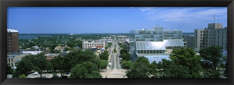 Framed High Angle View Of A City, E. Washington Ave, Madison, Wisconsin, USA Print