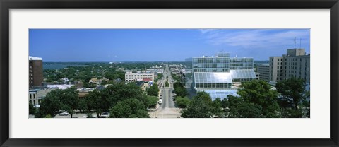 Framed High Angle View Of A City, E. Washington Ave, Madison, Wisconsin, USA Print