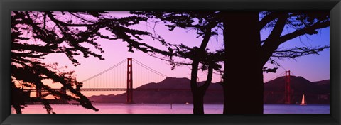 Framed Suspension Bridge Over Water, Golden Gate Bridge, San Francisco, California, USA Print