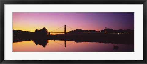 Framed Reflection Of A Suspension Bridge On Water, Golden Gate Bridge, San Francisco, California, USA Print