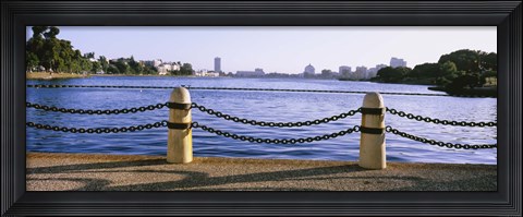 Framed Lake In A City, Lake Merritt, Oakland, California, USA Print