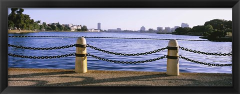 Framed Lake In A City, Lake Merritt, Oakland, California, USA Print