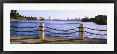 Framed Lake In A City, Lake Merritt, Oakland, California, USA Print