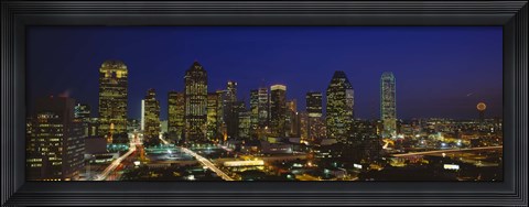 Framed Buildings at Night, Dallas, Texas Print