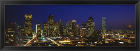 Framed Buildings at Night, Dallas, Texas Print