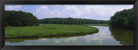 Framed Reflection of clouds in water, Colonial Parkway, Williamsburg, Virginia, USA Print