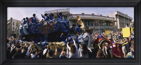 Framed Crowd of people cheering a Mardi Gras Parade, New Orleans, Louisiana, USA Print