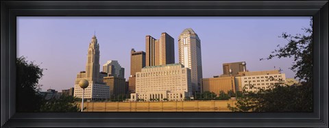 Framed Low angle view of buildings in a city, Scioto River, Columbus, Ohio, USA Print